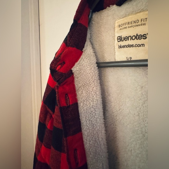 Sherpa Boyfriend Fit Plaid Flannel canadienne polaire Bluenotes Chemise carreaux - Picture 4 of 5